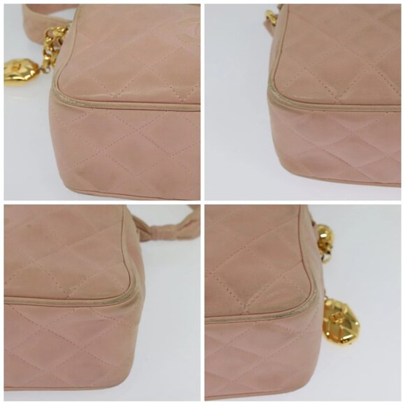 CHANEL Matelasse Shoulder Bag Lamb Skin Pink CC - Picture 16 of 16